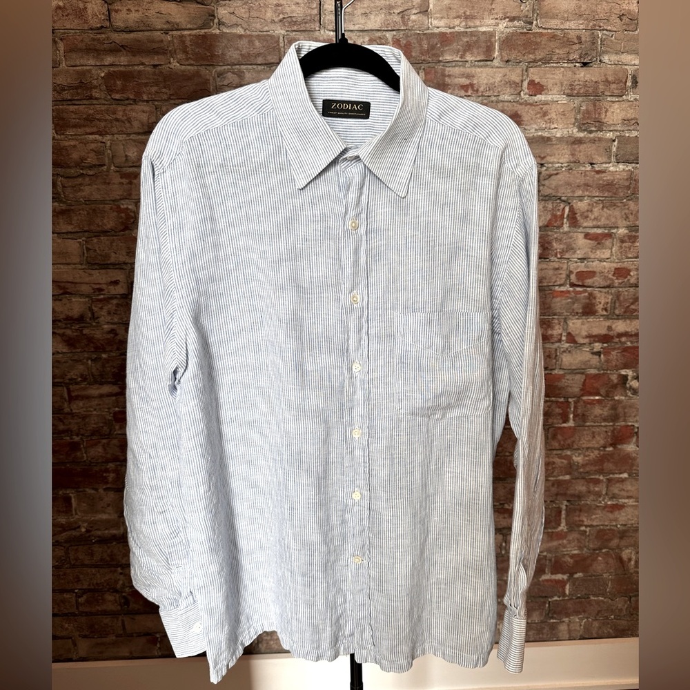 Zodiac Pin Striped Dress Shirt